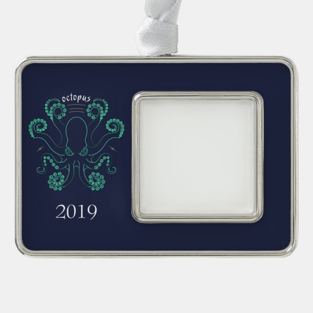 Kraken Cephalopod Tentacles Rahmen-Ornament Silber (Vorderseite)