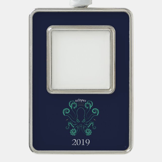 Kraken Cephalopod Tentacles Rahmen-Ornament Silber (Vorderseite)