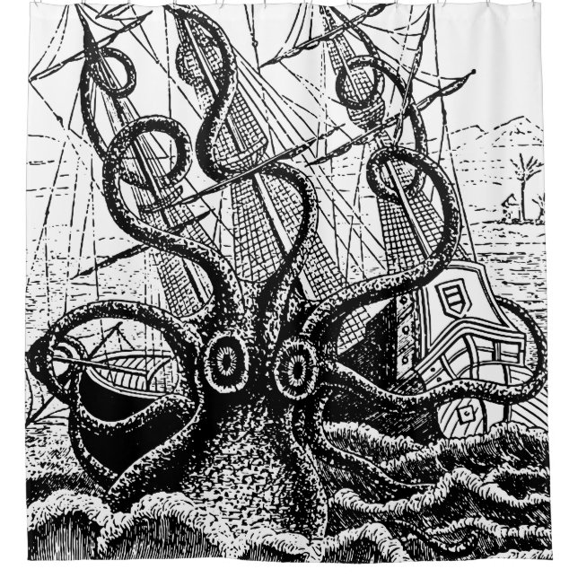 Kraken-Duschvorhang Kraken Angriffs riesiger Duschvorhang (Vorderseite)