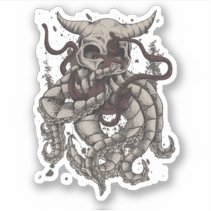Kraken Evil Horned Skull Octopus Tentacles Anchor Aufkleber