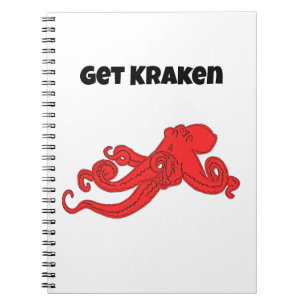 Kraken Fun Retro Red Octopus Cartoon Notizblock