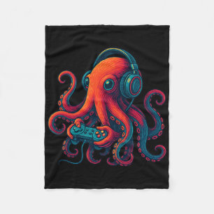 Kraken Gaming mit Kopfhörern Lustige Videospiele G Fleecedecke