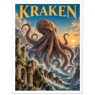 Kraken, Gothic Fantasy Monster Postkarte