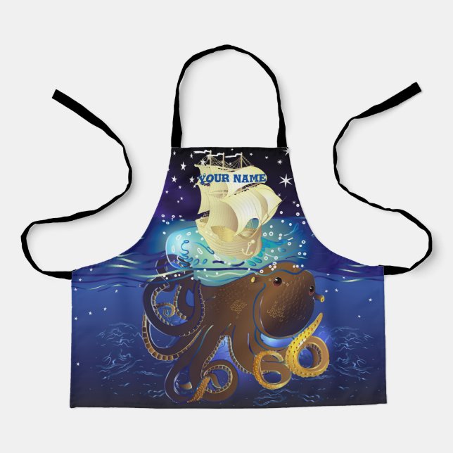 Kraken Groß und Caravella Schürze (Vorderseite)