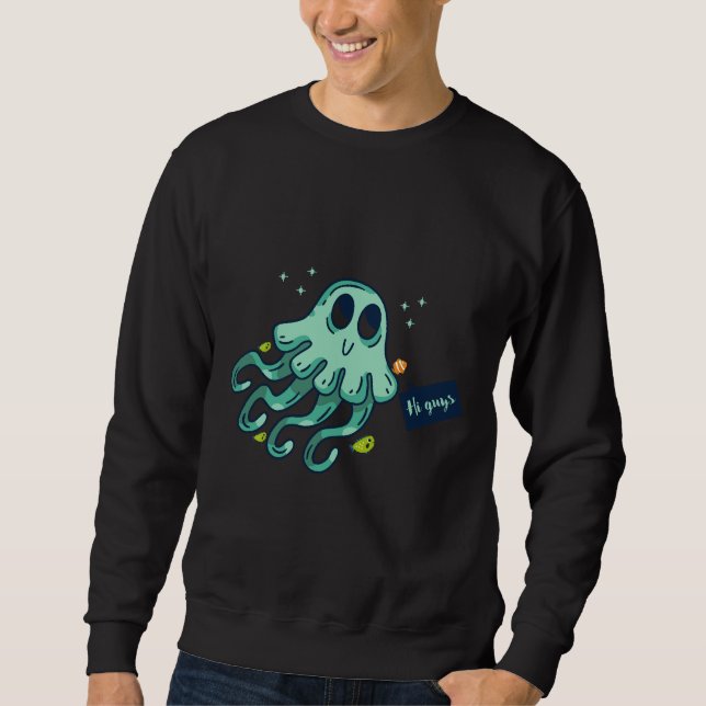 Kraken grün in hellgrün und mit farbigen Falten Sweatshirt (Vorderseite)