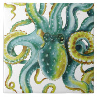 Kraken-grüne Tentakel-Aquarell-Kunst
