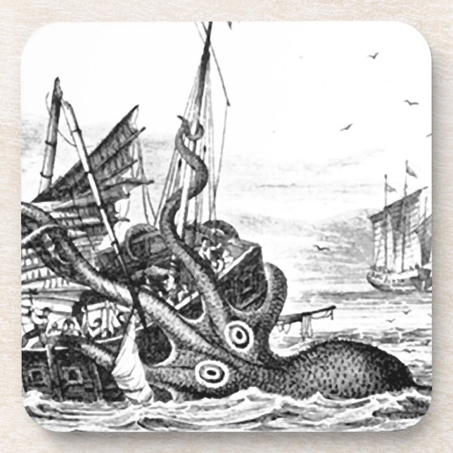 Kraken/Krake Eatting ein Piraten-Schiff, Untersetzer (Vorderseite)