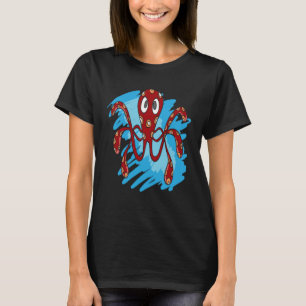 KRAKEN MEERES-TIER MARIN OZEAN Oktopus ROTE FLECKE T-Shirt