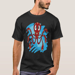 KRAKEN MEERES-TIER MARIN OZEAN Oktopus ROTE FLECKE T-Shirt