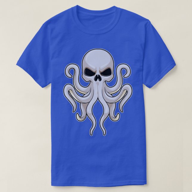 Kraken mit 8 Armen Schädel T-Shirt (Design vorne)