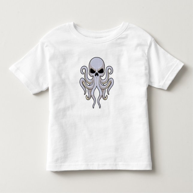 Kraken mit 8 Armen und Schädel Kleinkind T-shirt (Vorderseite)