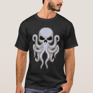 Kraken mit 8 Armen und Schädel T-Shirt
