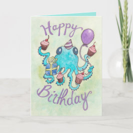 Kraken mit Cupcakes Geburtstagskarte Karte