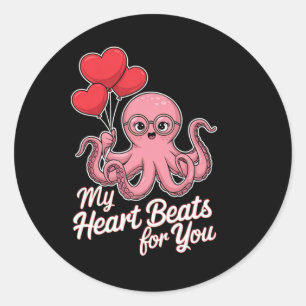 Kraken Mit Herz Bylloons Mein Herz Schlägt Für Dic Runder Aufkleber