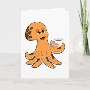 Kraken mit Kaffeetasse Karte