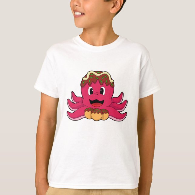 Kraken mit Kuchen T-Shirt (Vorderseite)