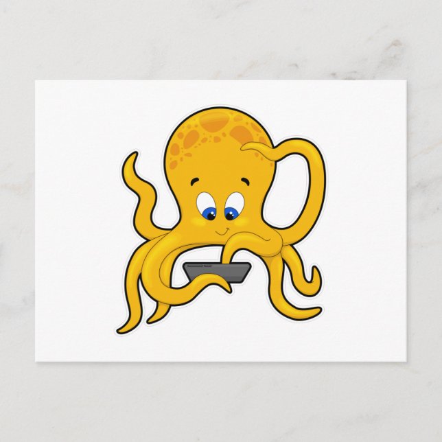 Kraken mit Laptop Postkarte (Vorderseite)
