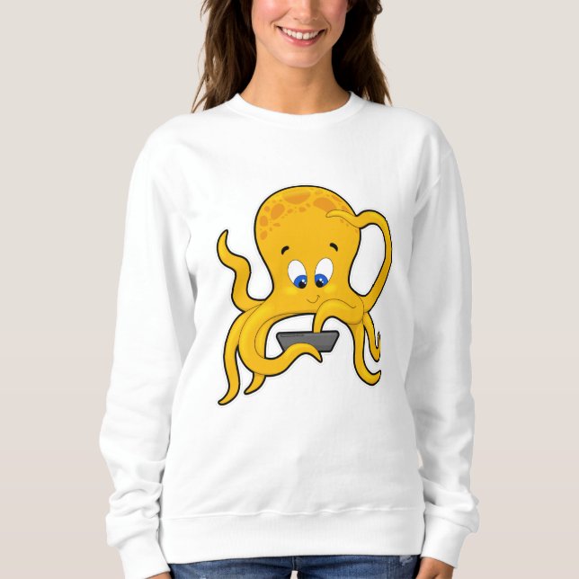 Kraken mit Laptop Sweatshirt (Vorderseite)