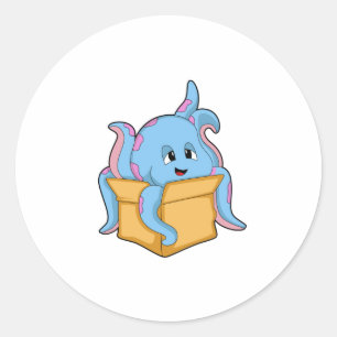 Kraken mit Paket.PNG Runder Aufkleber