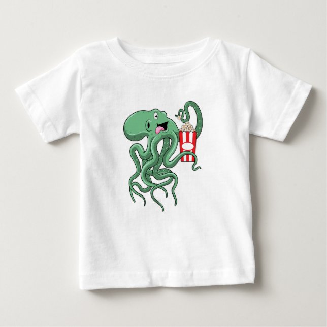 Kraken mit Popcorn Baby T-shirt (Vorderseite)
