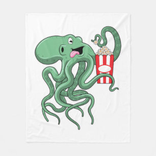 Kraken mit Popcorn Fleecedecke