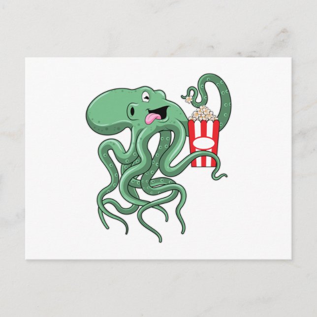 Kraken mit Popcorn Postkarte (Vorderseite)