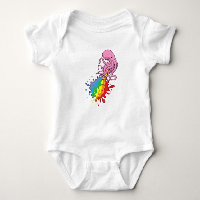 Kraken mit Regenbogen Baby Strampler (Vorderseite)