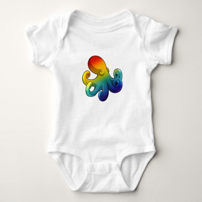 Kraken mit Regenbogen Baby Strampler (Vorderseite)