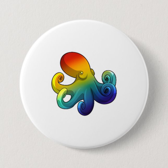 Kraken mit Regenbogen Button (Vorderseite)