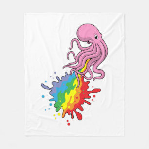 Kraken mit Regenbogen Fleecedecke