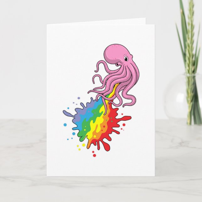 Kraken mit Regenbogen Karte (Vorderseite)