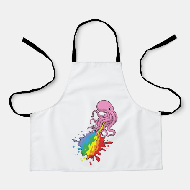 Kraken mit Regenbogen Schürze (Vorderseite)