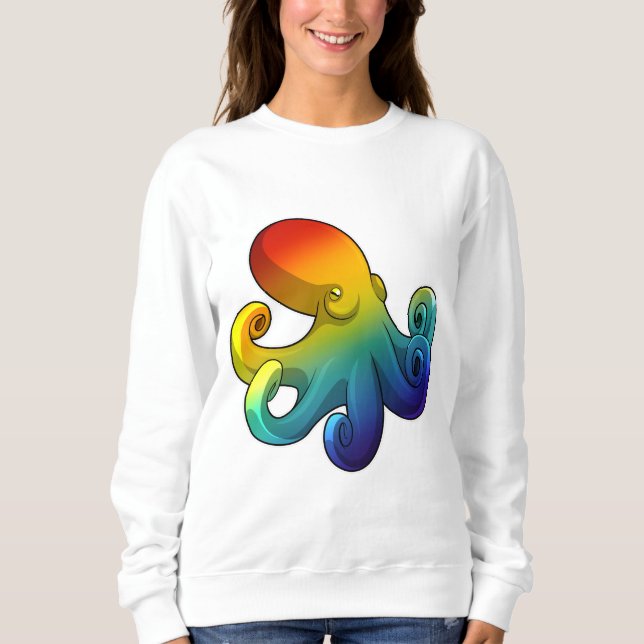 Kraken mit Regenbogen Sweatshirt (Vorderseite)
