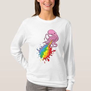 Kraken mit Regenbogen T-Shirt