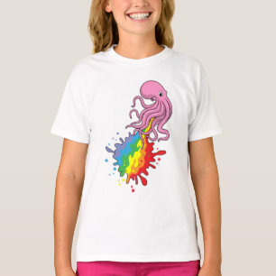 Kraken mit Regenbogen T-Shirt