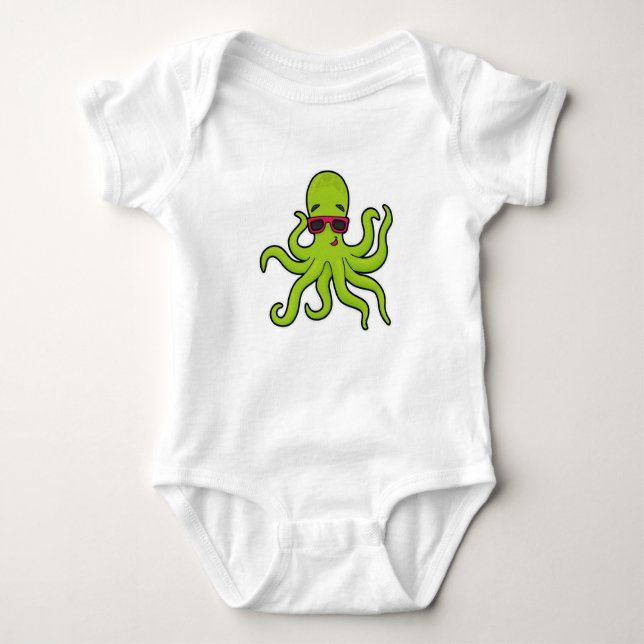 Kraken mit Sonnenbrille Baby Strampler (Vorderseite)