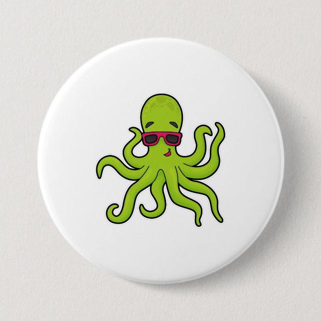 Kraken mit Sonnenbrille Button (Vorderseite)