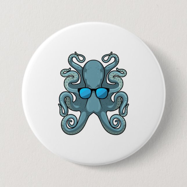 Kraken mit Sonnenbrille Button (Vorderseite)
