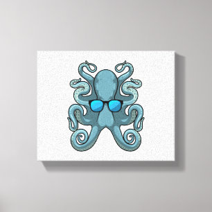 Kraken mit Sonnenbrille Leinwanddruck