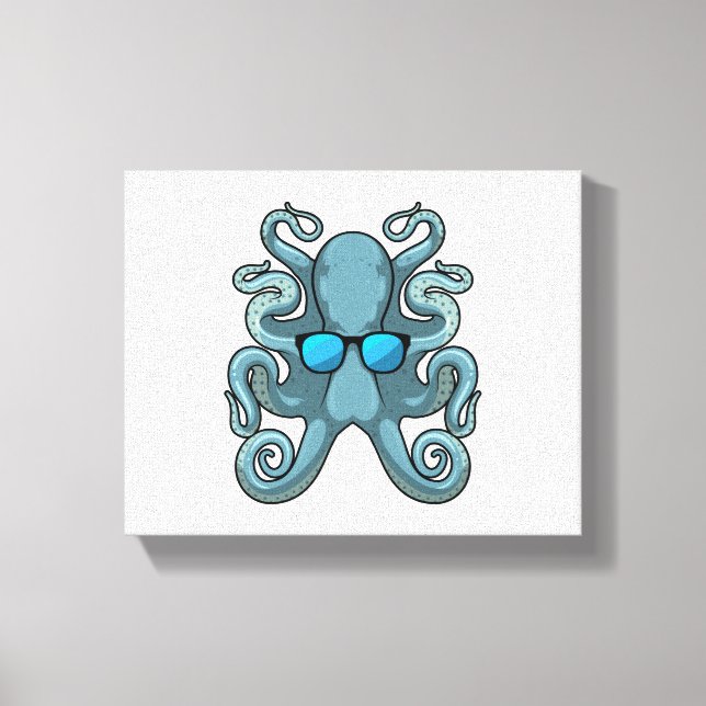 Kraken mit Sonnenbrille Leinwanddruck (Vorderseite)