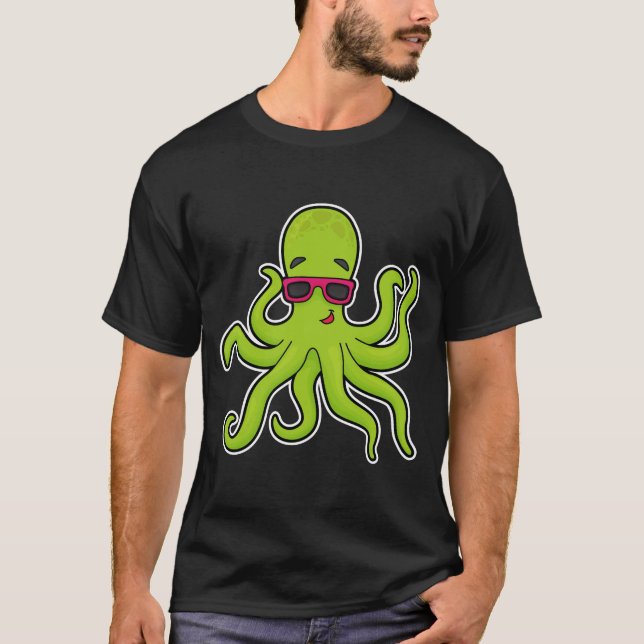 Kraken mit Sonnenbrille T-Shirt (Vorderseite)