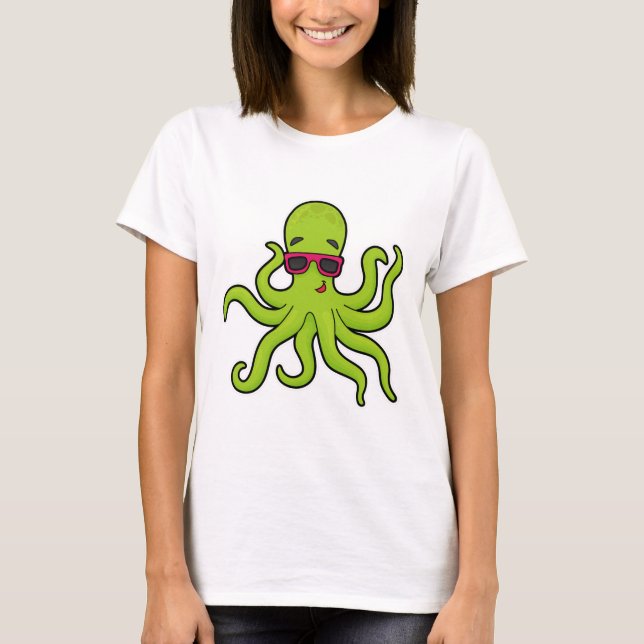 Kraken mit Sonnenbrille T-Shirt (Vorderseite)