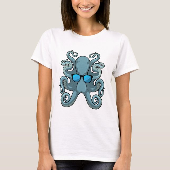 Kraken mit Sonnenbrille T-Shirt (Vorderseite)