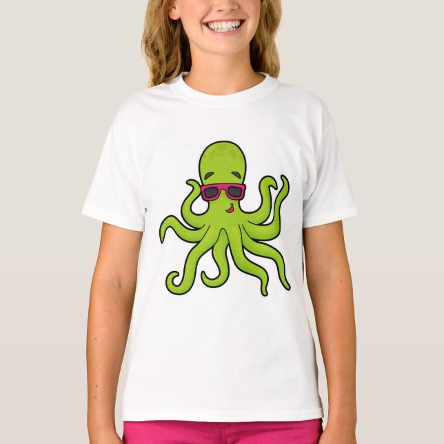 Kraken mit Sonnenbrille T-Shirt (Vorderseite)