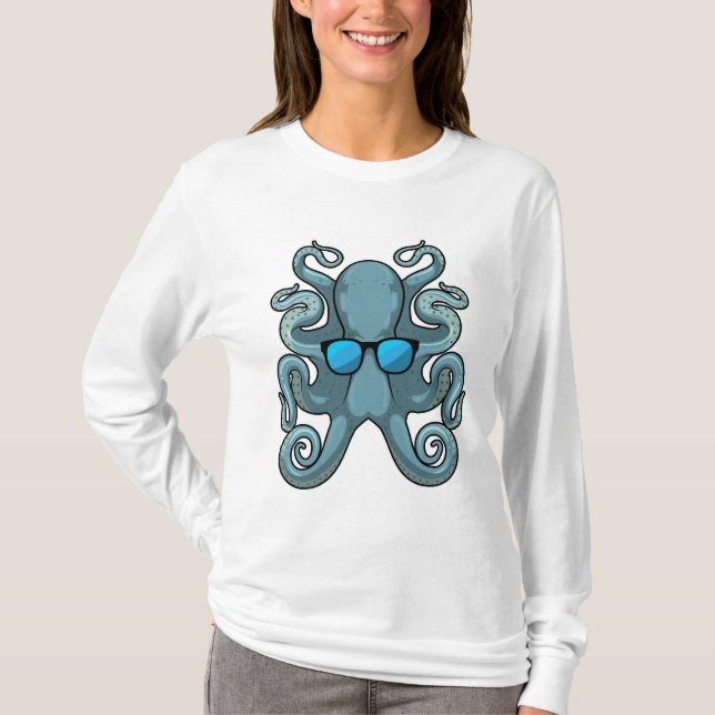 Kraken mit Sonnenbrille T-Shirt (Vorderseite)