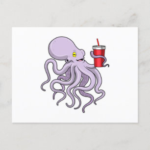 Kraken mit Trinkbecher Postkarte