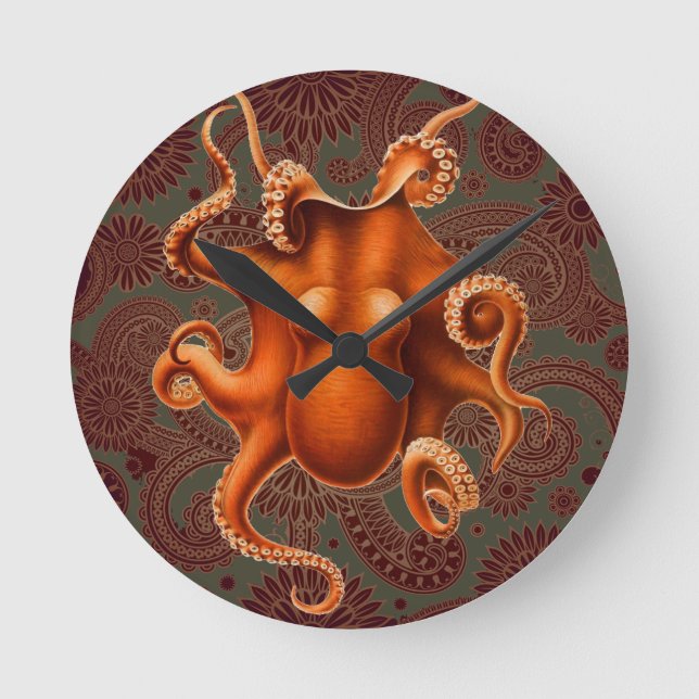 Kraken-Monster Runde Wanduhr (Vorderseite)