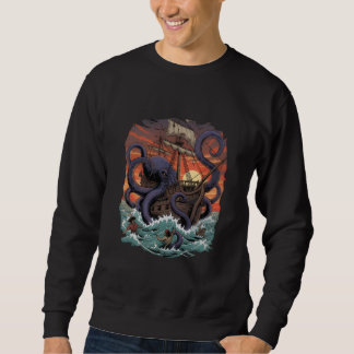 Kraken Octopus Illustration Crewneck  Sweatshirt