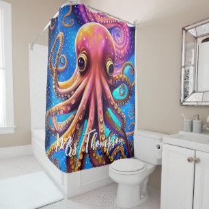 Kraken Octopus mit Personalisiertem Namen Duschvorhang
