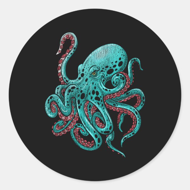 Kraken Octopus Runder Aufkleber (Vorderseite)